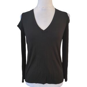 Monrow V-Neck Tee color black long sleeve size Xs